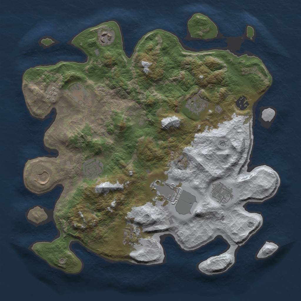 Rust Map: Barren, Size: 3500, Seed: 2025945380, 13 Monuments
