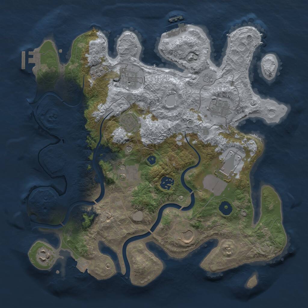 Rust Map: Procedural Map, Size: 3500, Seed: 156258750, 15 Monuments