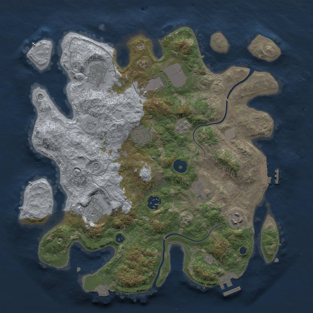 Rust Map: Procedural Map, Size: 3500, Seed: 132282418, 14 Monuments