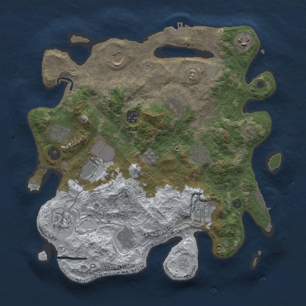 Rust Map: Procedural Map, Size: 3500, Seed: 625899404, 20 Monuments