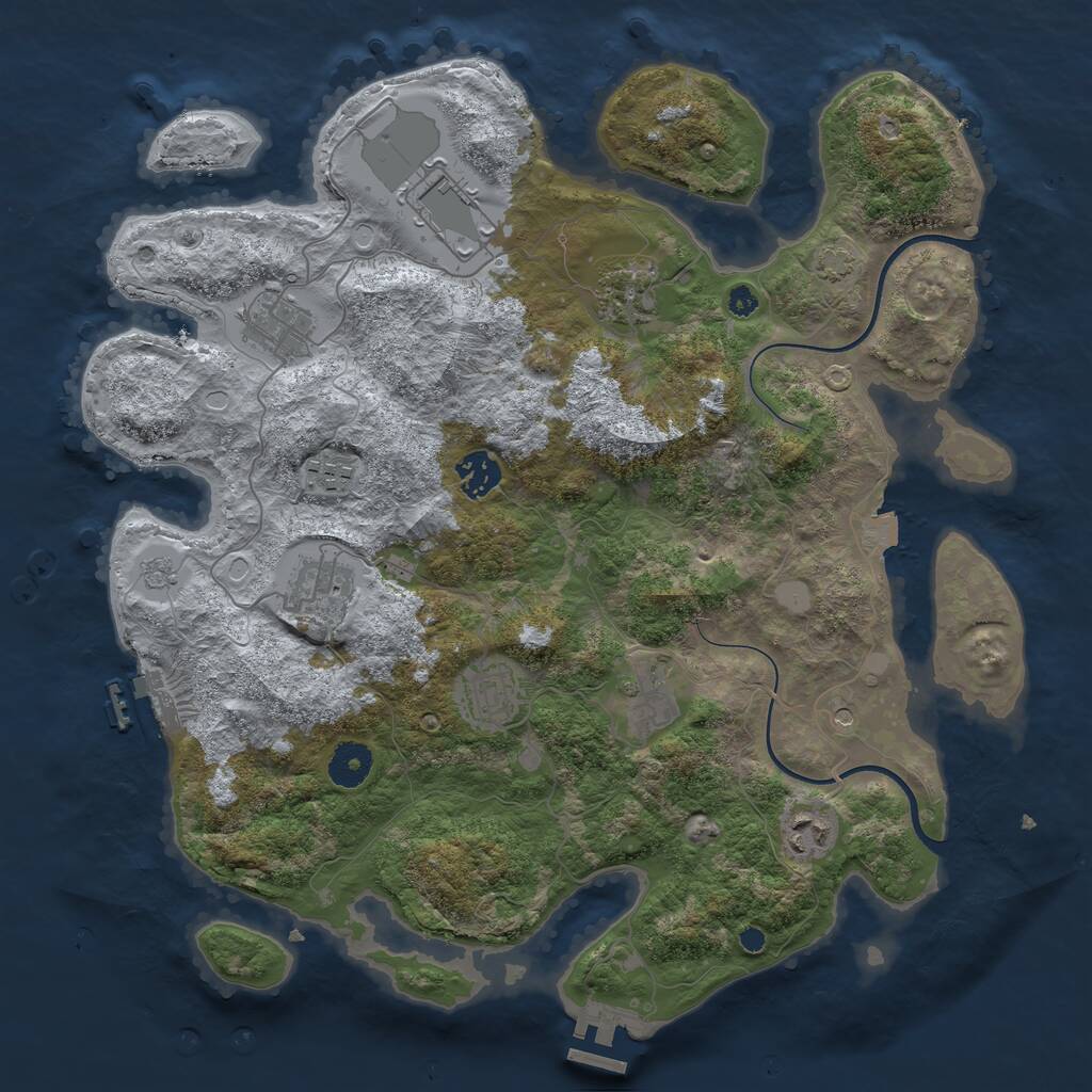 Rust Map: Procedural Map, Size: 3700, Seed: 383682631, 15 Monuments