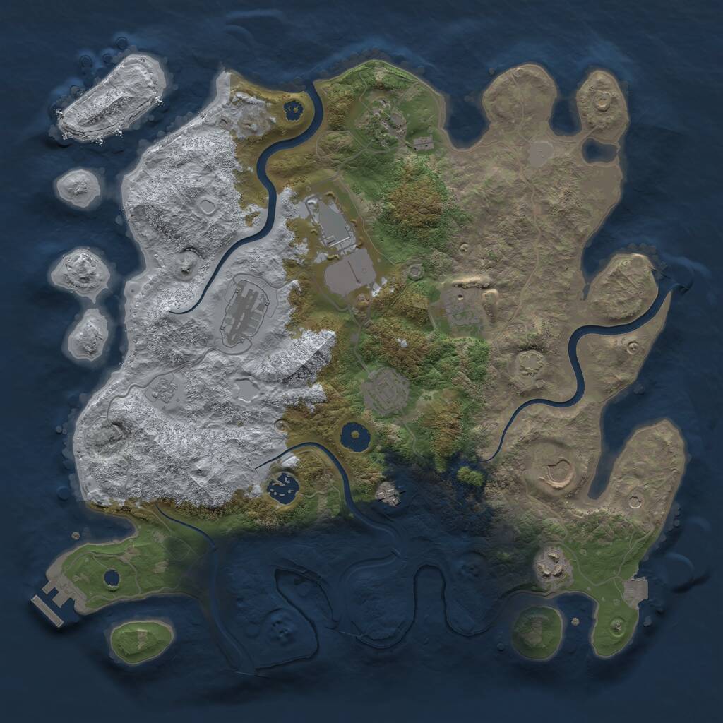 Rust Map: Procedural Map, Size: 3700, Seed: 749893750, 14 Monuments