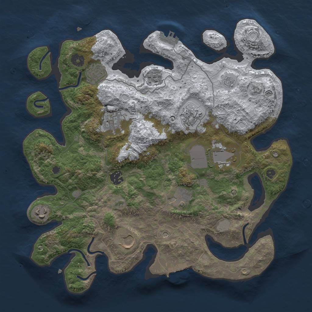Rust Map: Procedural Map, Size: 3500, Seed: 999123, 18 Monuments