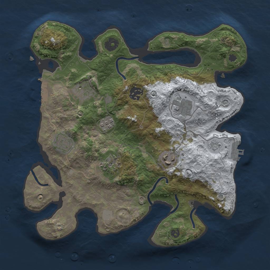 Rust Map: Procedural Map, Size: 3000, Seed: 259372467, 16 Monuments