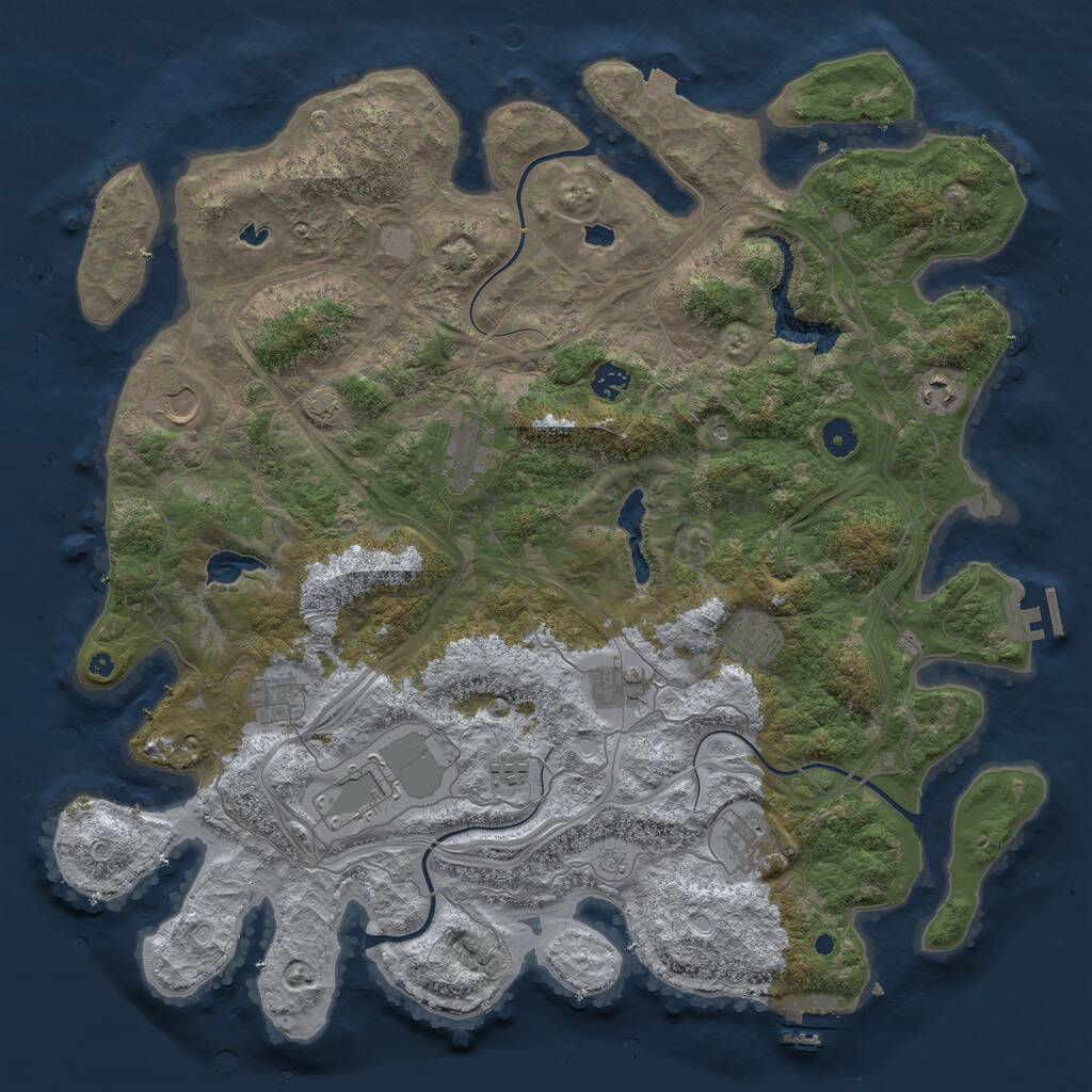 Rust Map: Procedural Map, Size: 4500, Seed: 4471444, 16 Monuments