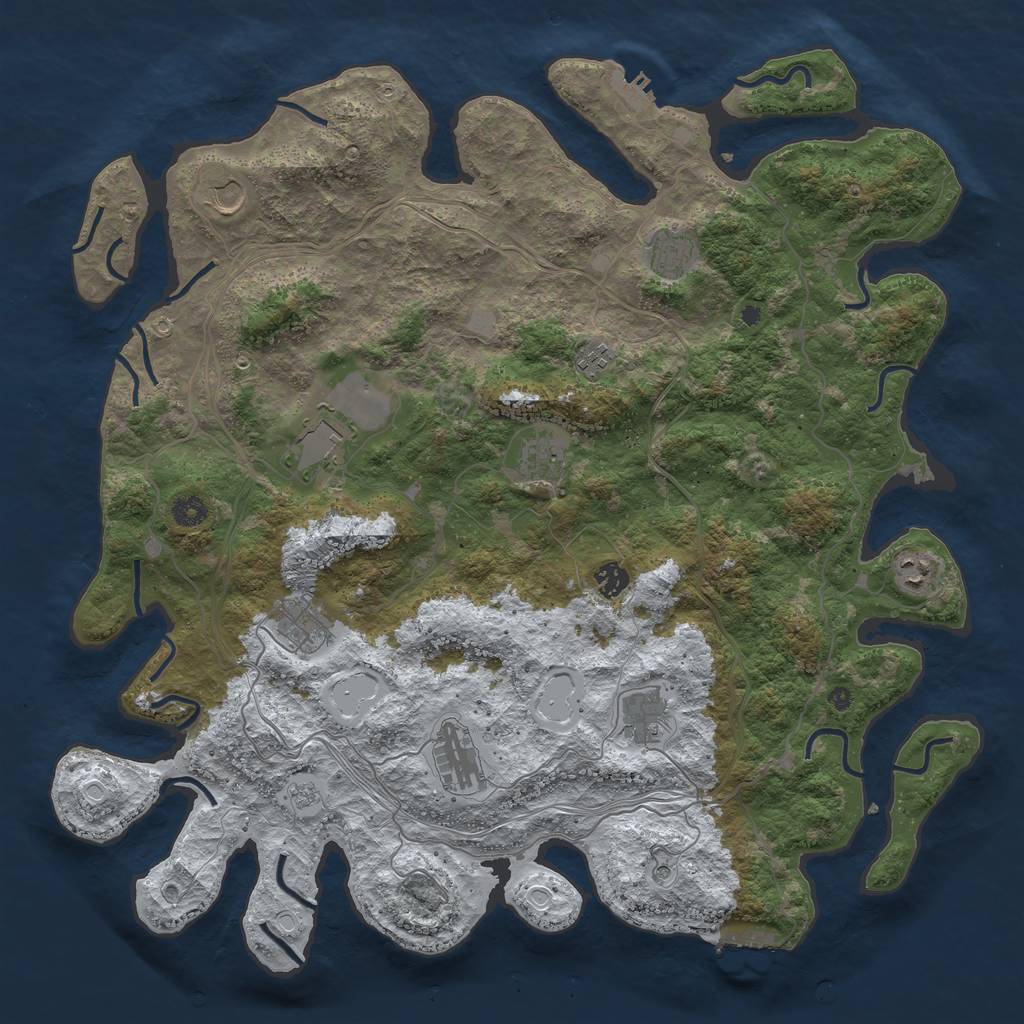 Rust Map: Procedural Map, Size: 4500, Seed: 4471444, 19 Monuments