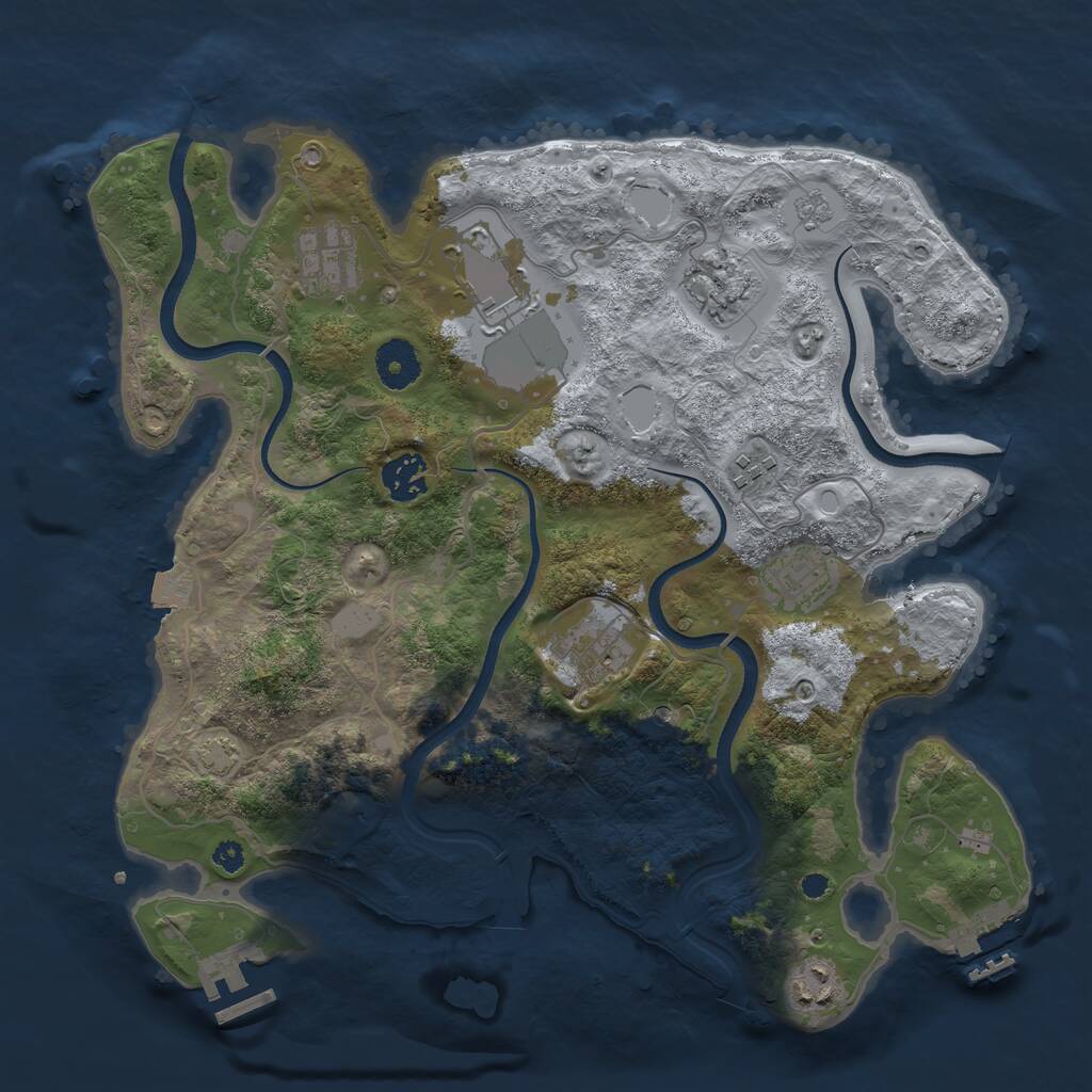 Rust Map: Procedural Map, Size: 3500, Seed: 1165881439, 14 Monuments