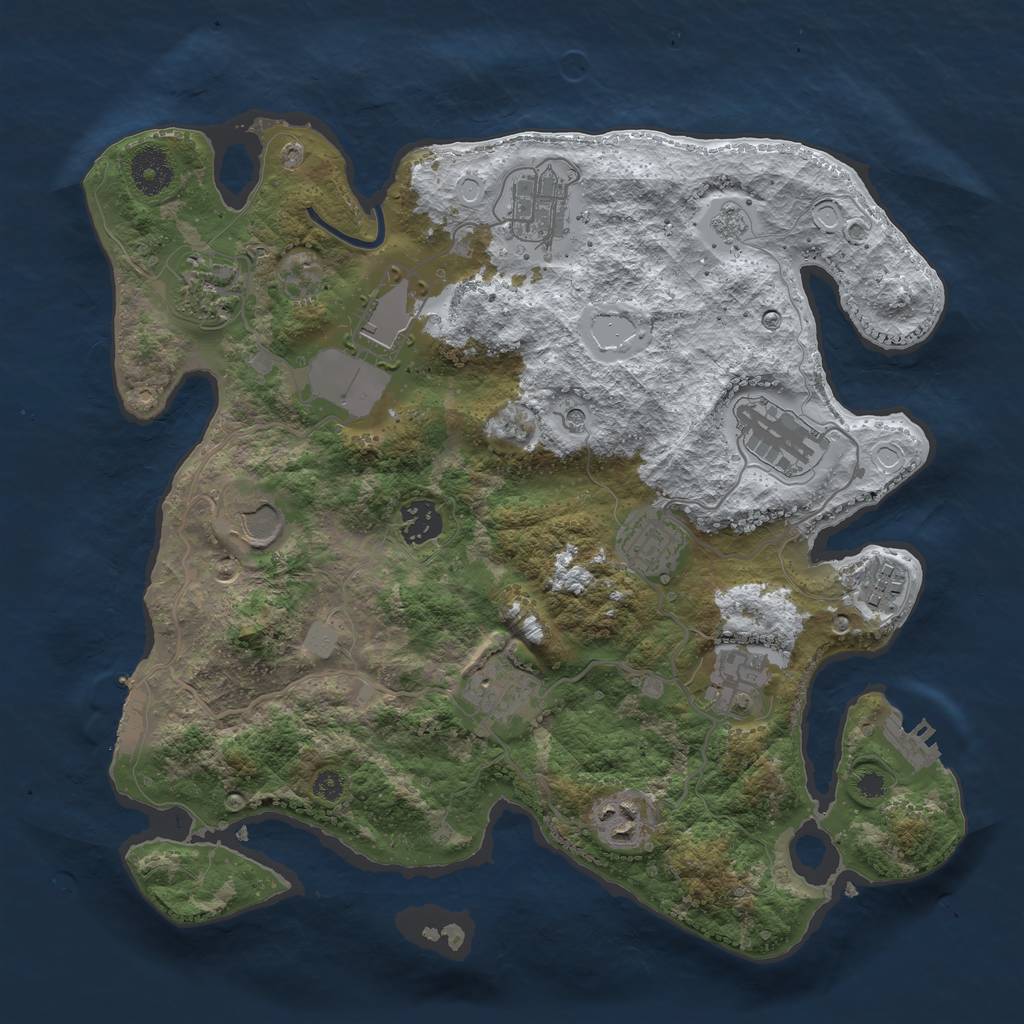 Rust Map: Procedural Map, Size: 3500, Seed: 1165881439, 20 Monuments