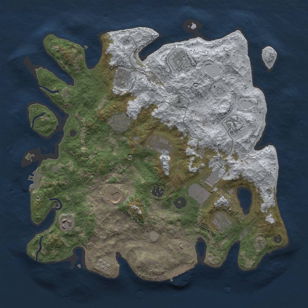 Rust Map: Procedural Map, Size: 3850, Seed: 819388896, 20 Monuments