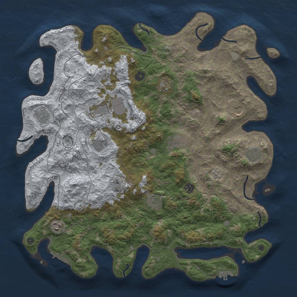 Rust Map: Procedural Map, Size: 4500, Seed: 45992953, 20 Monuments