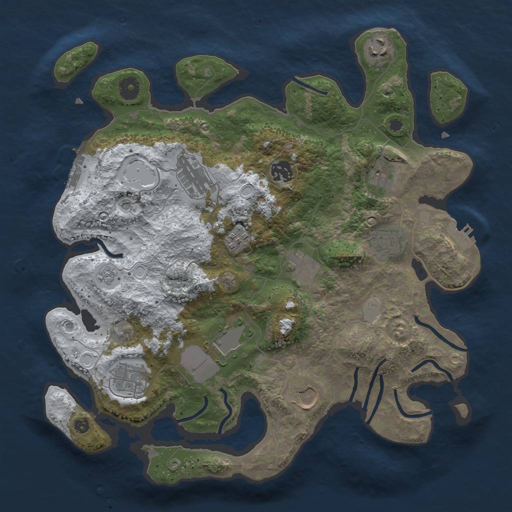 Rust Map: Procedural Map, Size: 3500, Seed: 2106869405, 19 Monuments