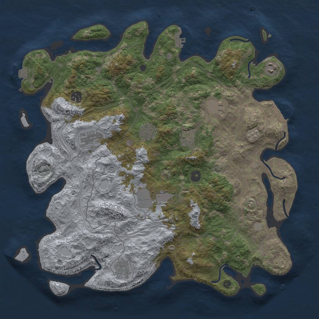 Rust Map: Procedural Map, Size: 4250, Seed: 1959574941, 17 Monuments