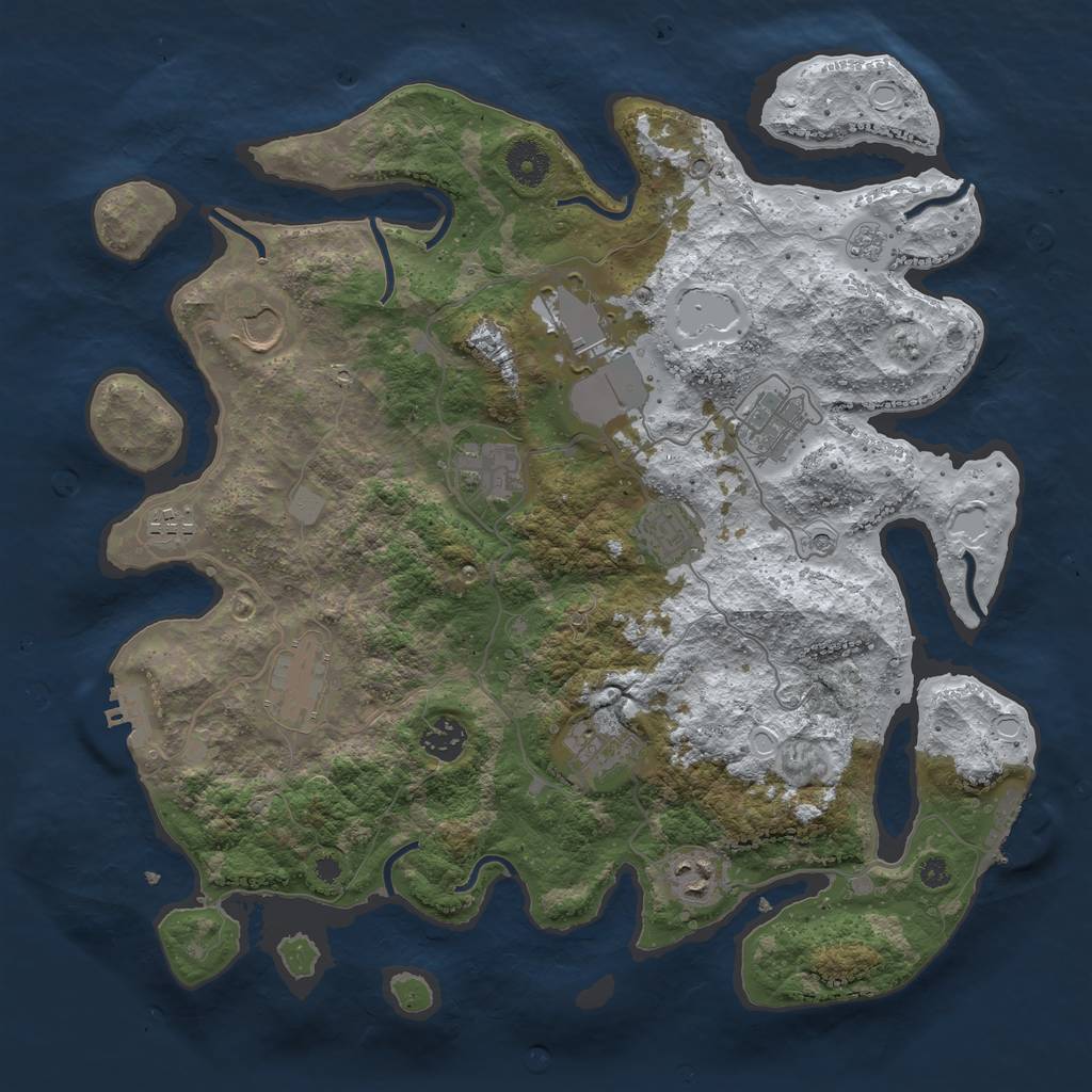 Rust Map: Procedural Map, Size: 3750, Seed: 5411597, 19 Monuments