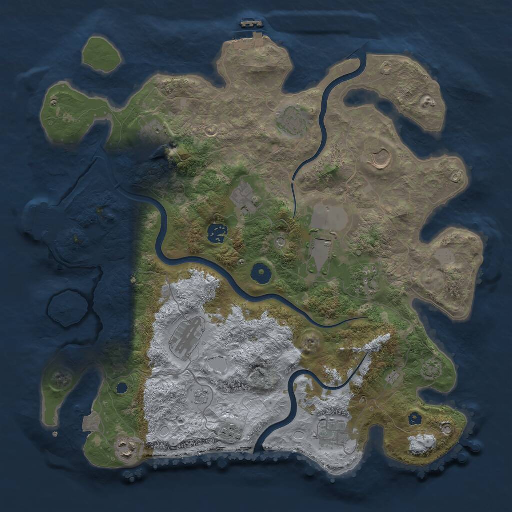 Rust Map: Procedural Map, Size: 3800, Seed: 6578, 17 Monuments