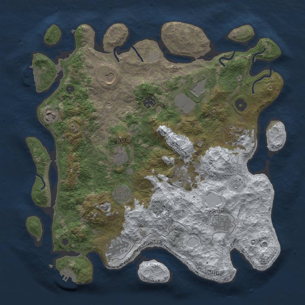 Rust Map: Procedural Map, Size: 3850, Seed: 2029771507, 20 Monuments