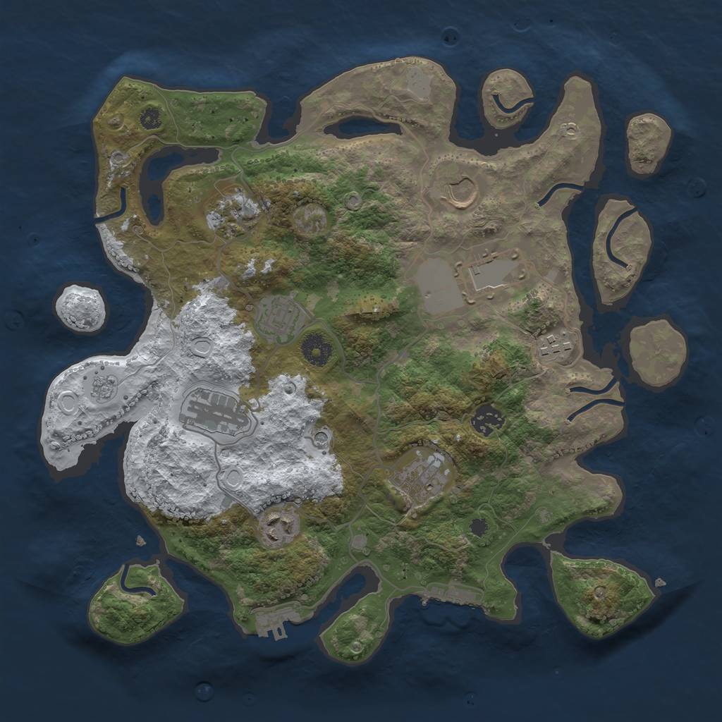 Rust Map: Procedural Map, Size: 3500, Seed: 301664833, 18 Monuments