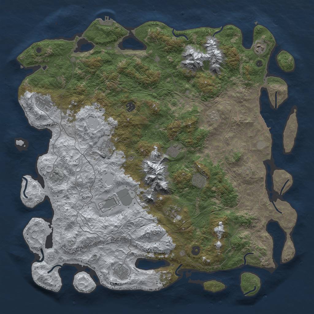 Rust Map: Procedural Map, Size: 5000, Seed: 975075386, 19 Monuments