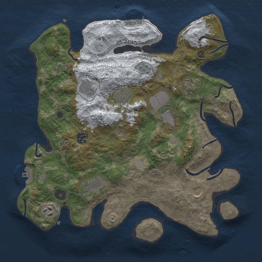 Rust Map: Procedural Map, Size: 3500, Seed: 217970601, 18 Monuments