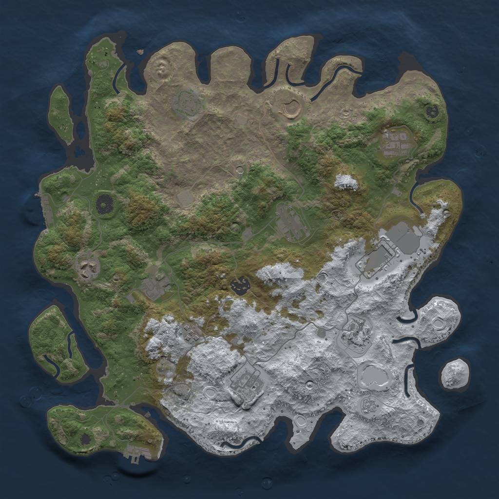 Rust Map: Procedural Map, Size: 3954, Seed: 8000000, 20 Monuments