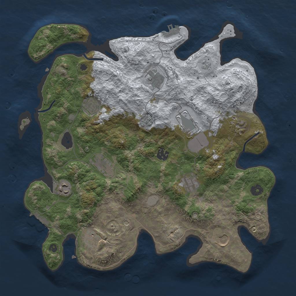 Rust Map: Procedural Map, Size: 3700, Seed: 2057613729, 20 Monuments