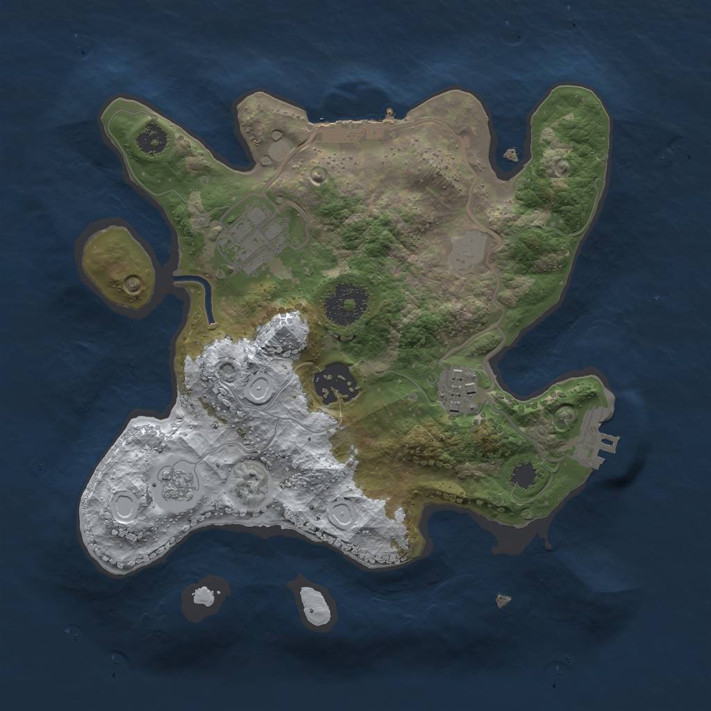 Rust Map: Procedural Map, Size: 2500, Seed: 18228, 11 Monuments