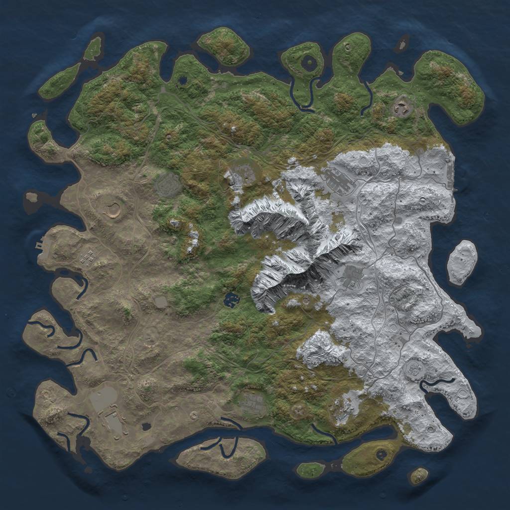 Rust Map: Procedural Map, Size: 5000, Seed: 1265907780, 20 Monuments