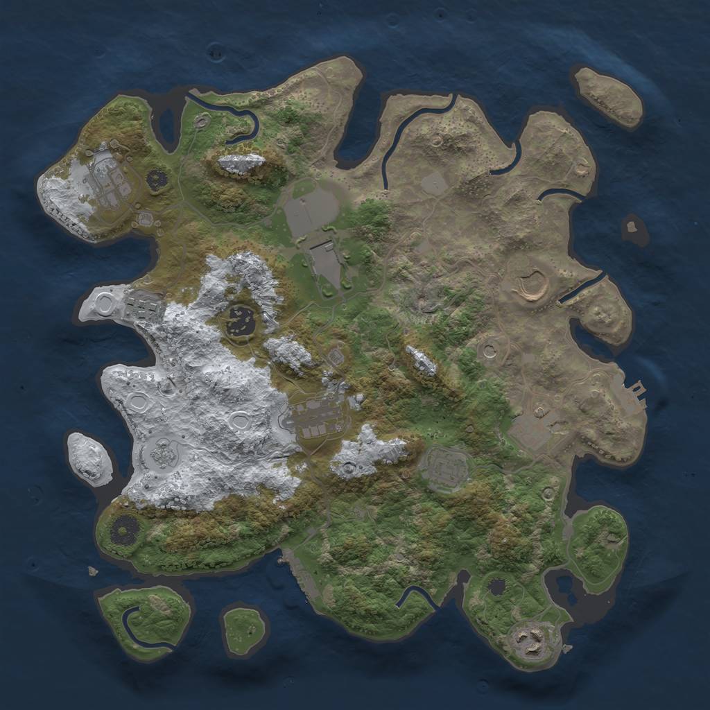 Rust Map: Procedural Map, Size: 3500, Seed: 48320780, 18 Monuments