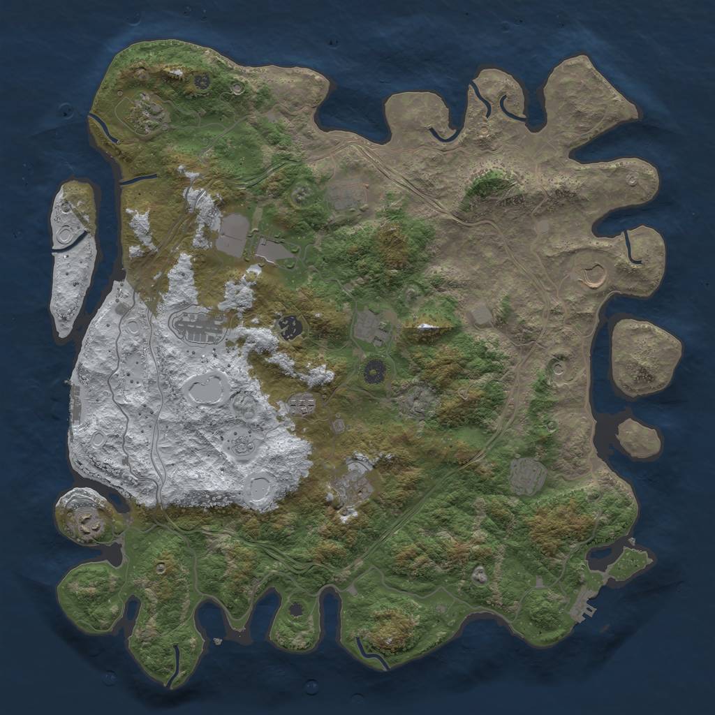 Rust Map: Procedural Map, Size: 4500, Seed: 742931012, 20 Monuments