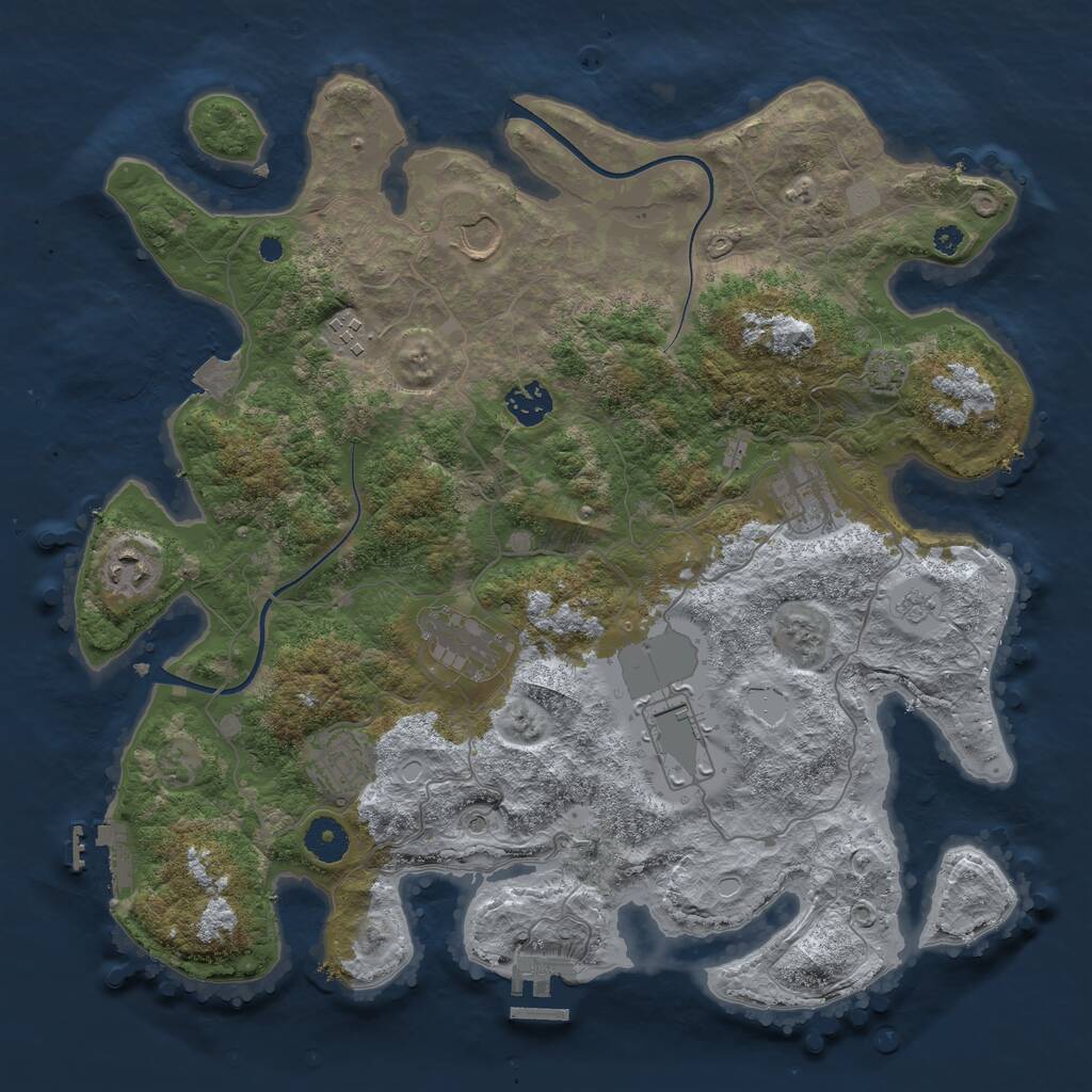 Rust Map: Procedural Map, Size: 3750, Seed: 156605748, 14 Monuments