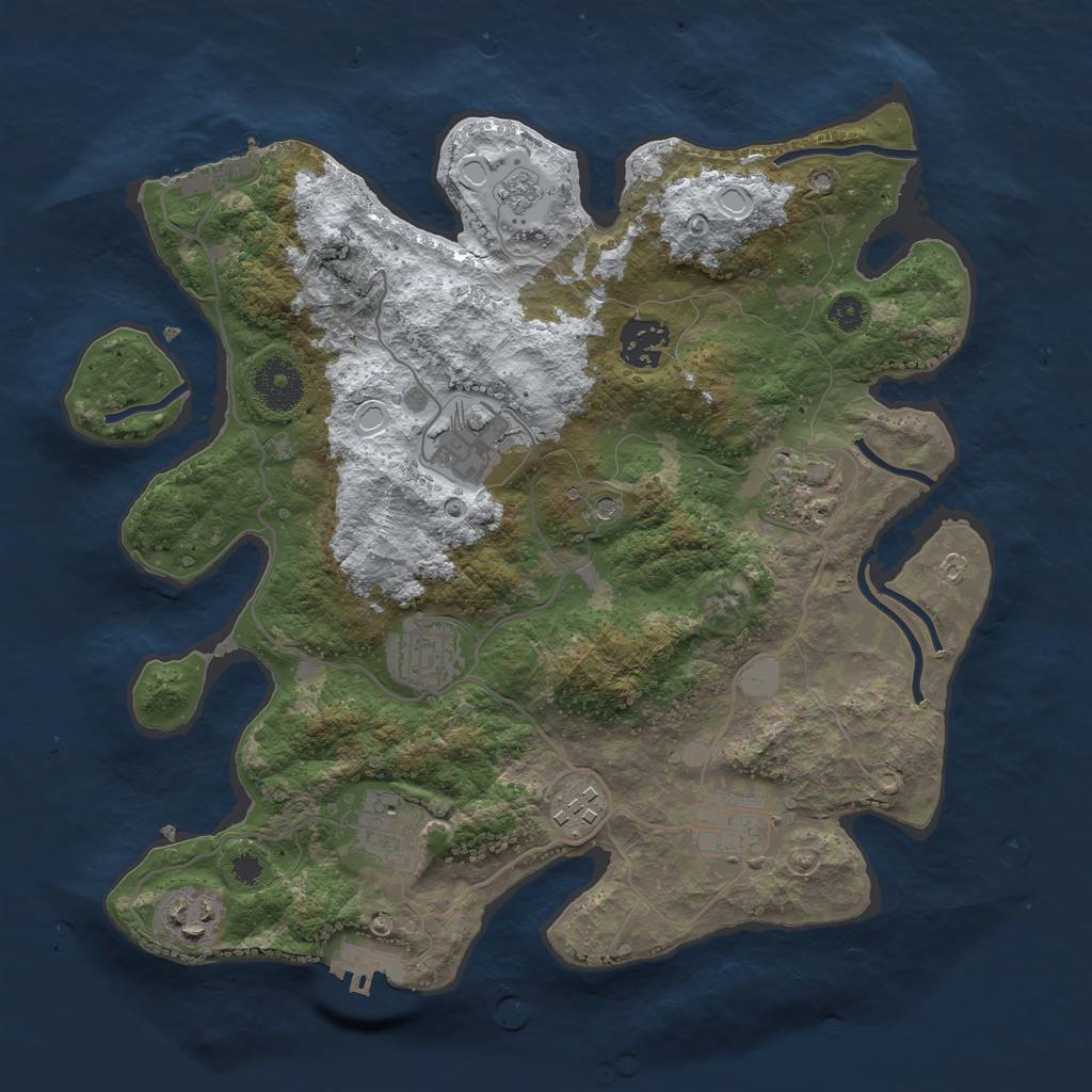 Rust Map: Procedural Map, Size: 3250, Seed: 543156537, 17 Monuments