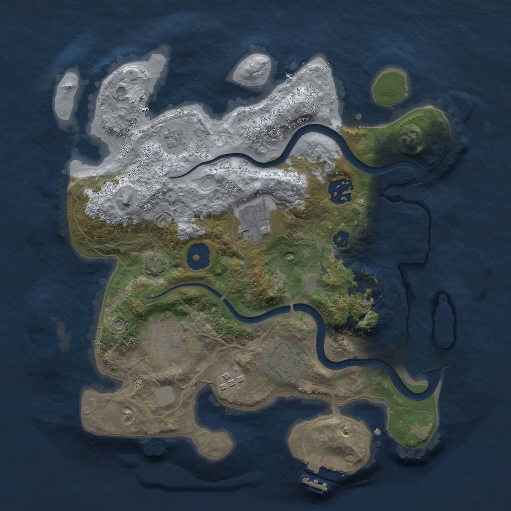 Rust Map: Procedural Map, Size: 3000, Seed: 2013363757, 9 Monuments