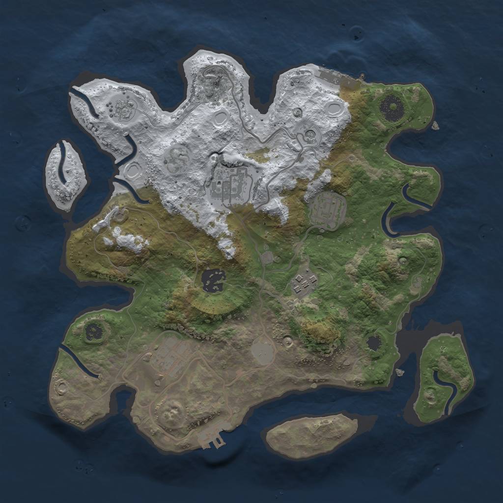 Rust Map: Procedural Map, Size: 3000, Seed: 940863275, 14 Monuments