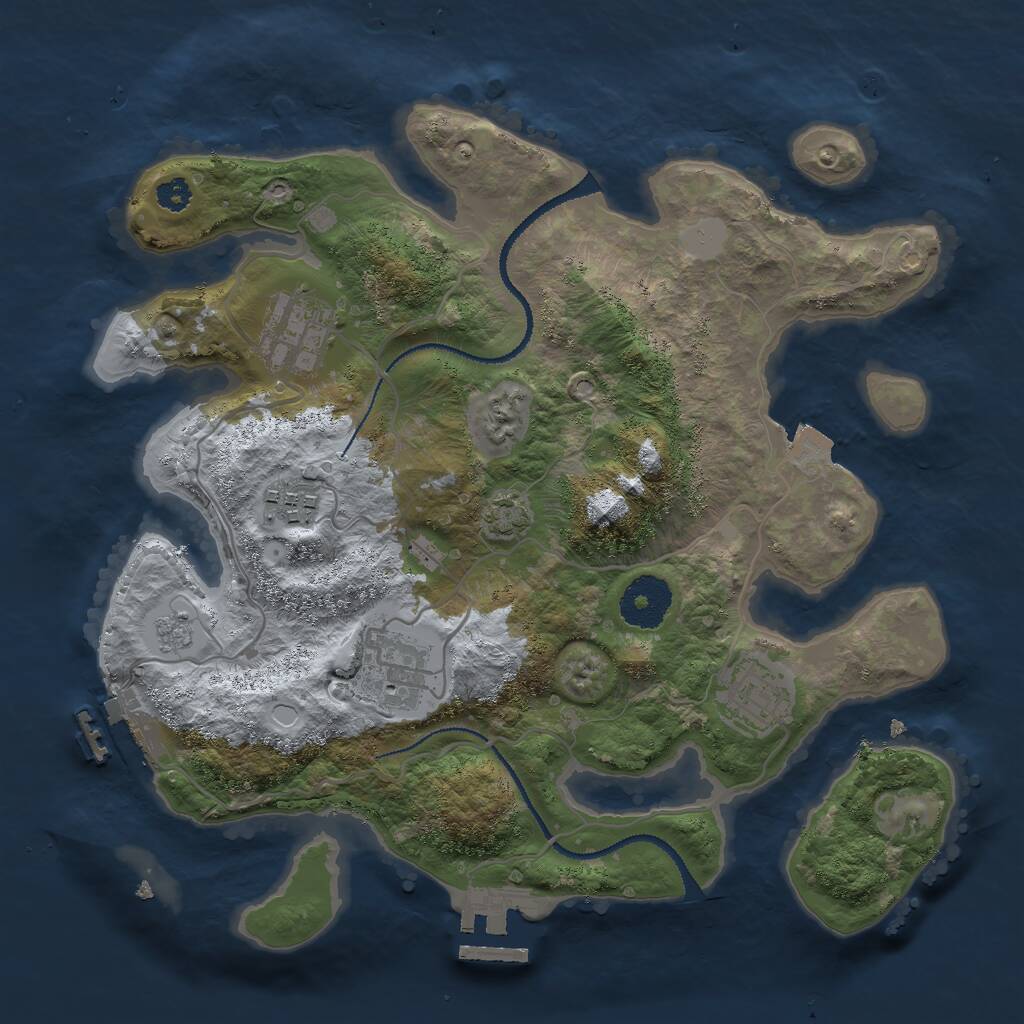 Rust Map: Procedural Map, Size: 3000, Seed: 1234245, 9 Monuments