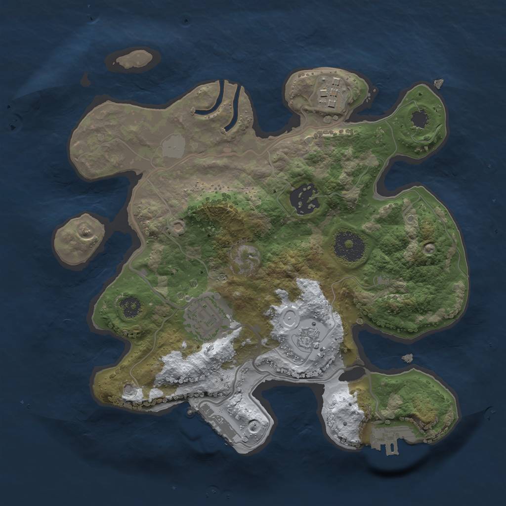 Rust Map: Procedural Map, Size: 2500, Seed: 464563546, 11 Monuments