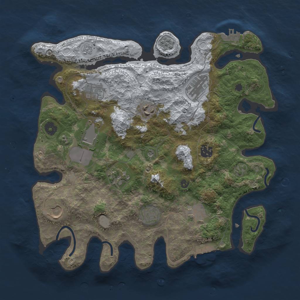 Rust Map: Procedural Map, Size: 3500, Seed: 152139542, 19 Monuments