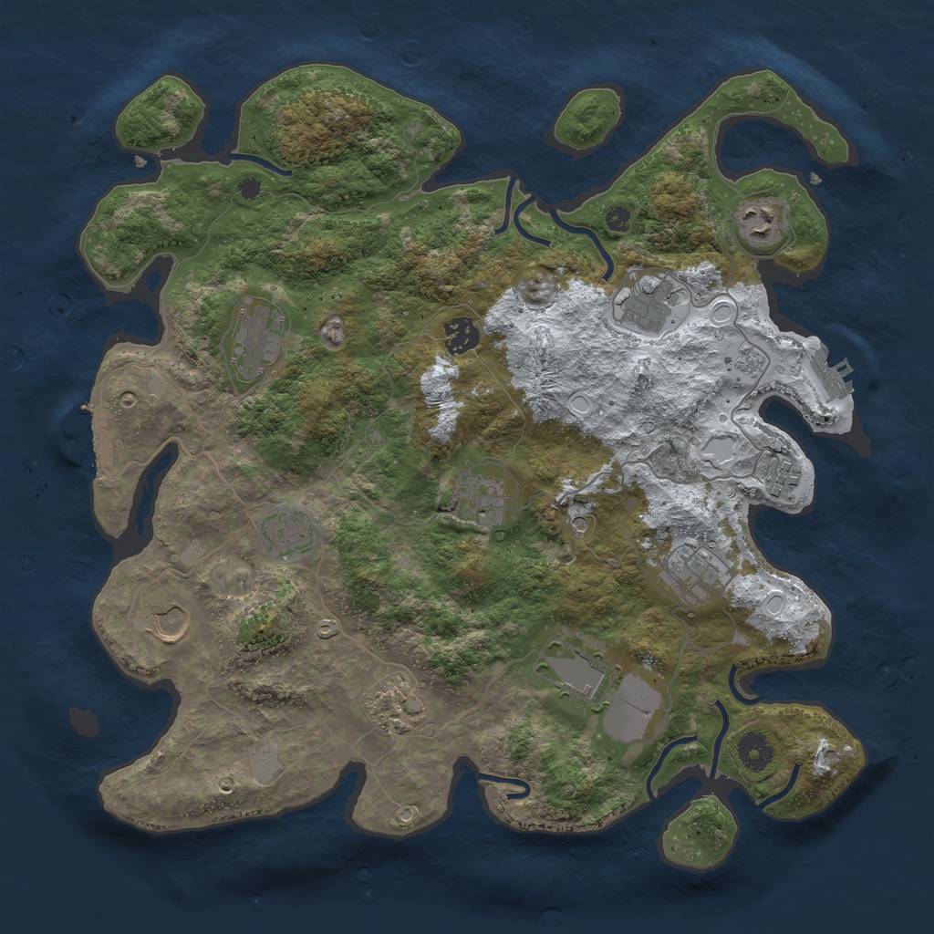 Rust Map: Procedural Map, Size: 3800, Seed: 470593335, 20 Monuments