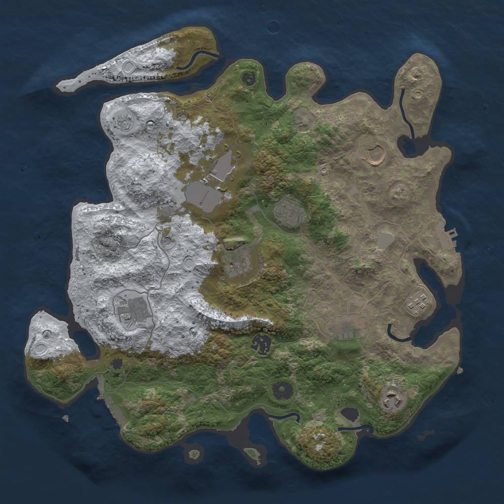 Rust Map: Procedural Map, Size: 3750, Seed: 1238731812, 18 Monuments