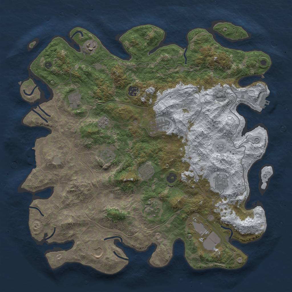 Rust Map: Procedural Map, Size: 4250, Seed: 1650065645, 20 Monuments