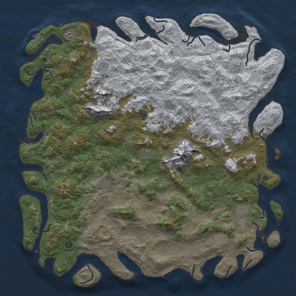Rust Map: Procedural Map, Size: 6000, Seed: 216398042, 20 Monuments