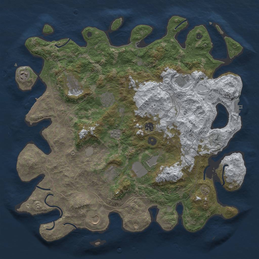 Rust Map: Procedural Map, Size: 4300, Seed: 1709832987, 18 Monuments