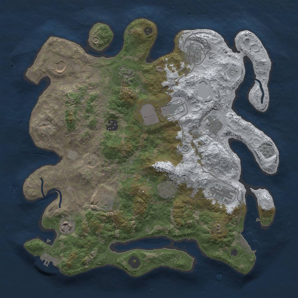 Rust Map: Procedural Map, Size: 3700, Seed: 134699753, 20 Monuments