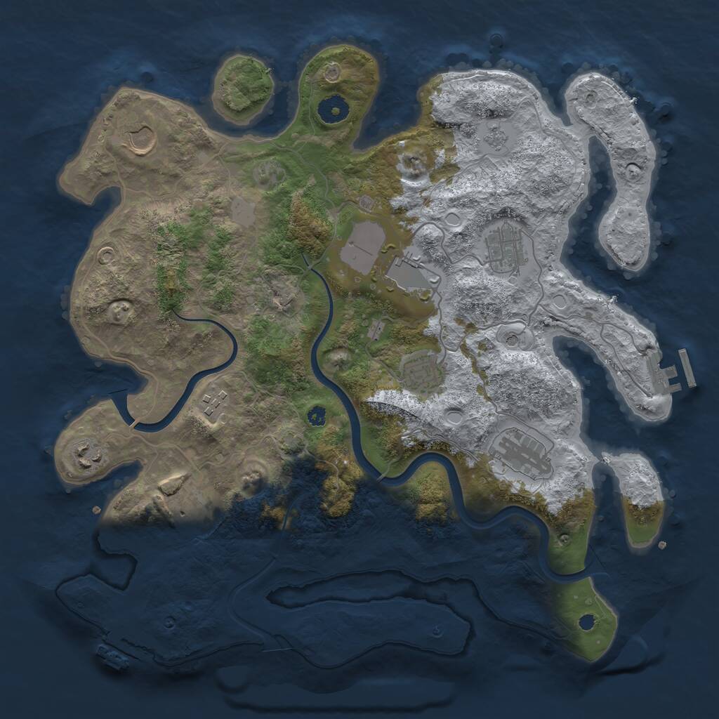Rust Map: Procedural Map, Size: 3700, Seed: 134699753, 14 Monuments