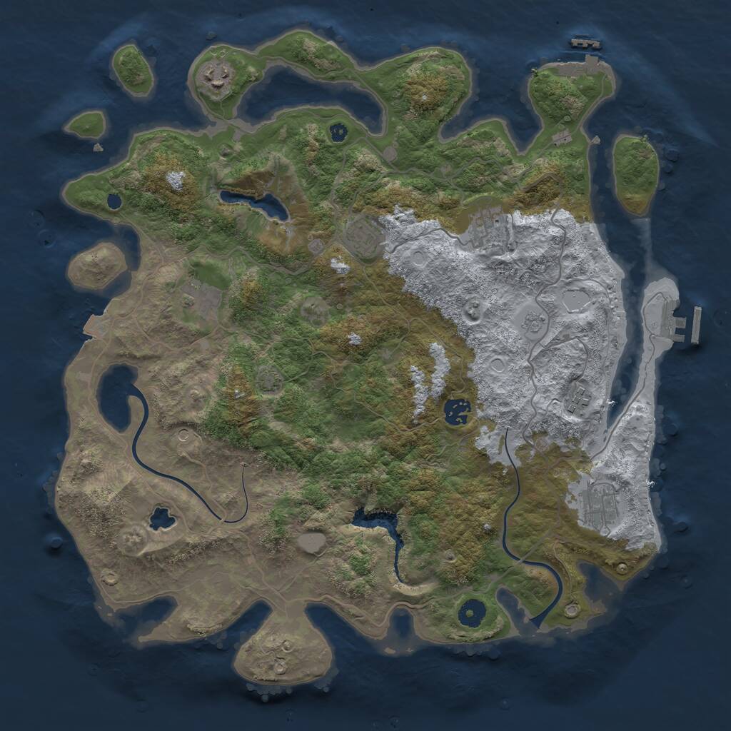 Rust Map: Procedural Map, Size: 4000, Seed: 1433755477, 13 Monuments