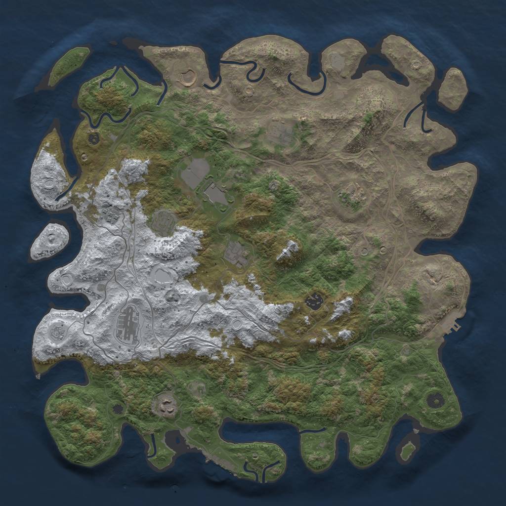 Rust Map: Procedural Map, Size: 4500, Seed: 616012536, 19 Monuments