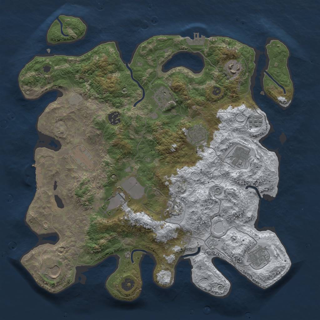 Rust Map: Procedural Map, Size: 3700, Seed: 157325228, 20 Monuments
