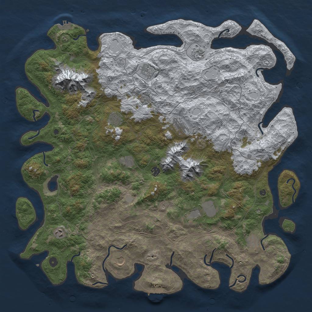 Rust Map: Procedural Map, Size: 5120, Seed: 1304436609, 20 Monuments