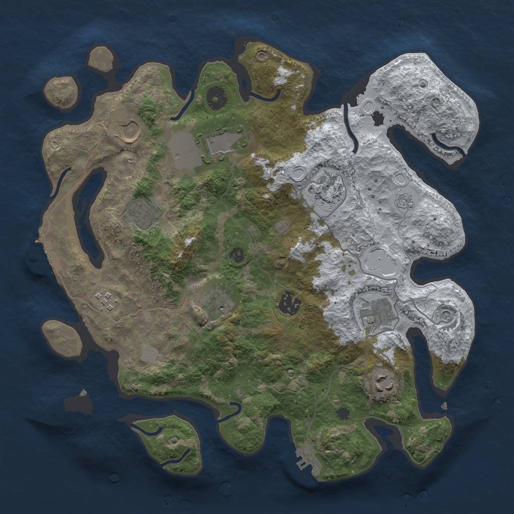 Rust Map: Procedural Map, Size: 3500, Seed: 1585416545, 18 Monuments