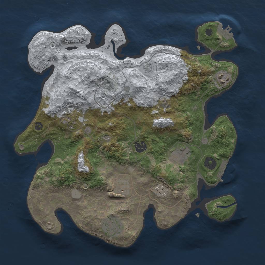Rust Map: Procedural Map, Size: 3250, Seed: 737114760, 16 Monuments