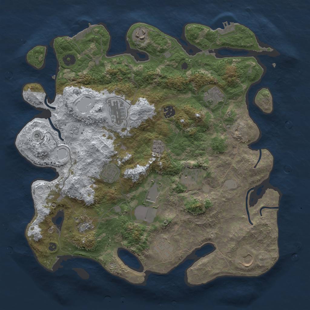 Rust Map: Procedural Map, Size: 3850, Seed: 352970634, 20 Monuments