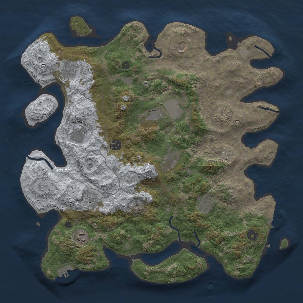Rust Map: Procedural Map, Size: 4000, Seed: 1317980197, 20 Monuments